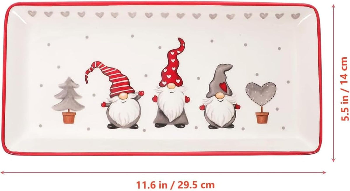 Christmas Gnome Ceramic Rectangular Serving Platter