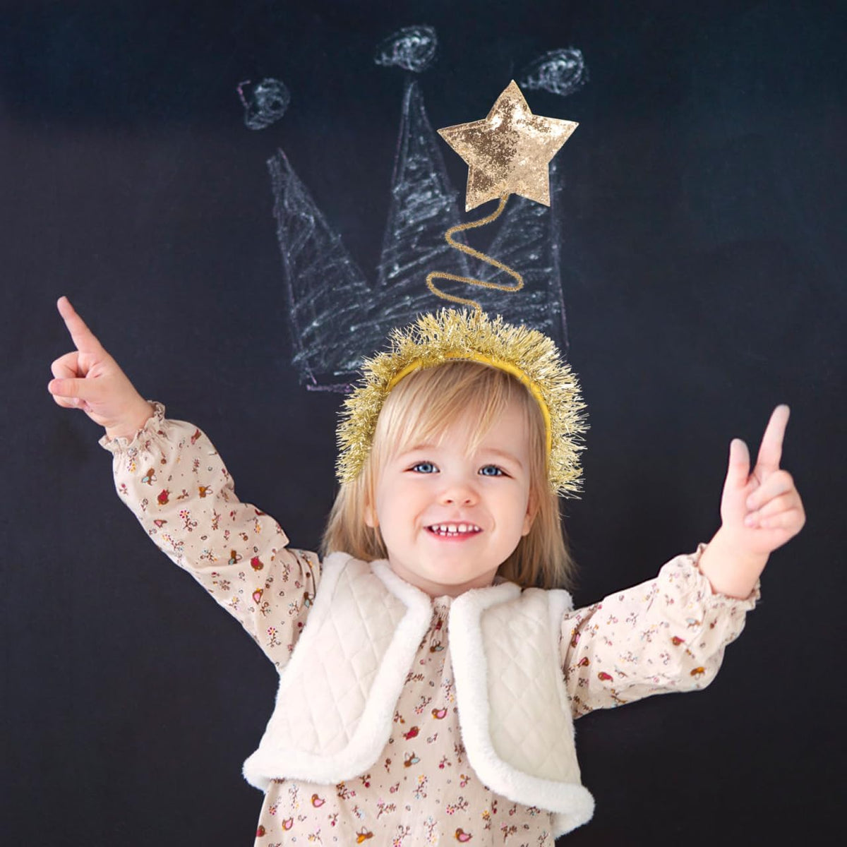Gold Star Tinsel Costume Headband