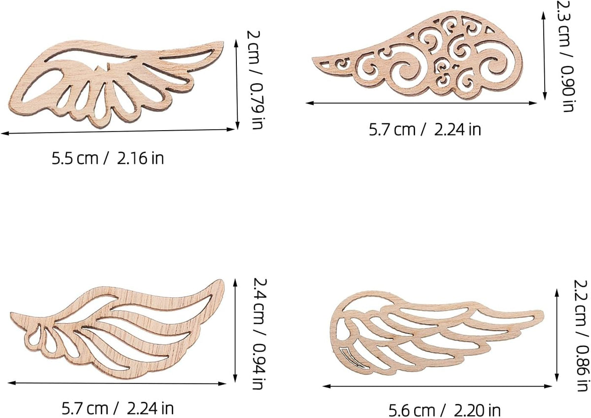 Unfinished Wood Angel Wing Cutouts, 80 Pack