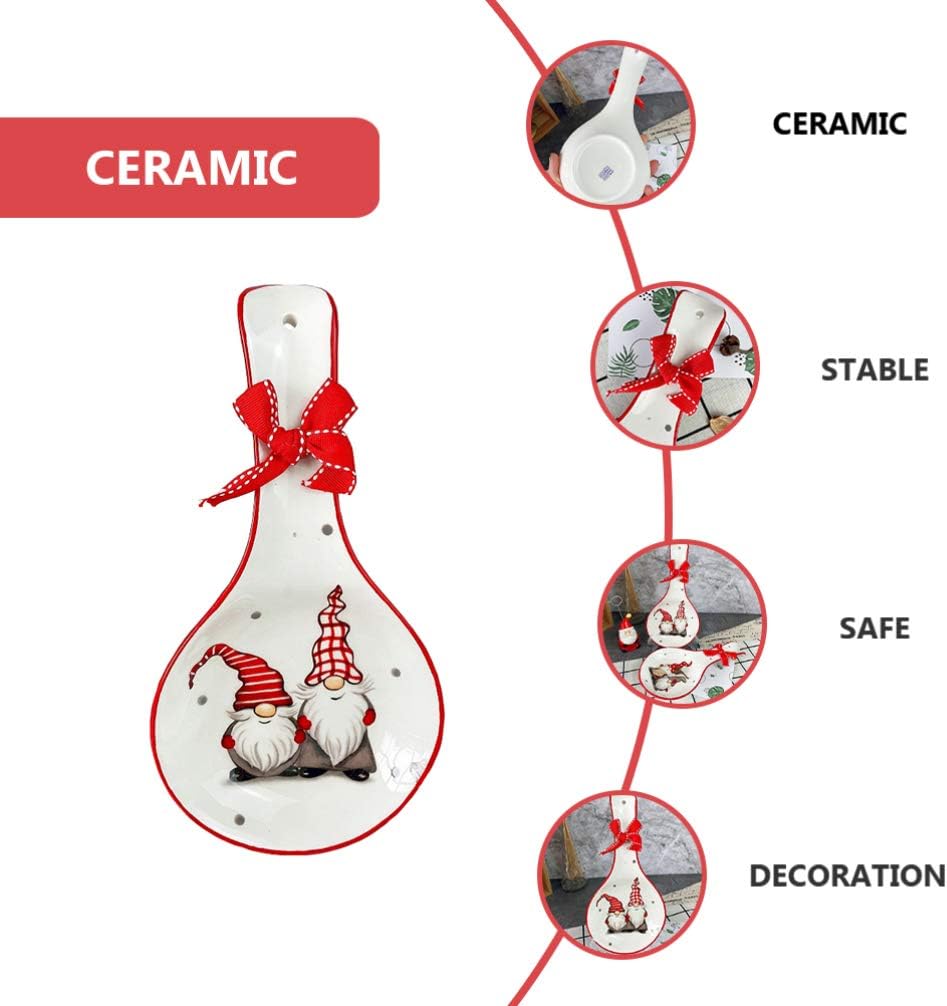 Christmas Gnome Ceramic Spoon Rest, White