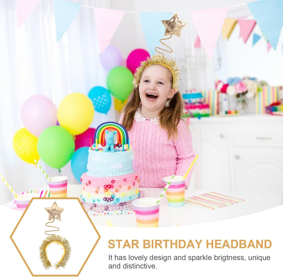 Gold Star Tinsel Costume Headband
