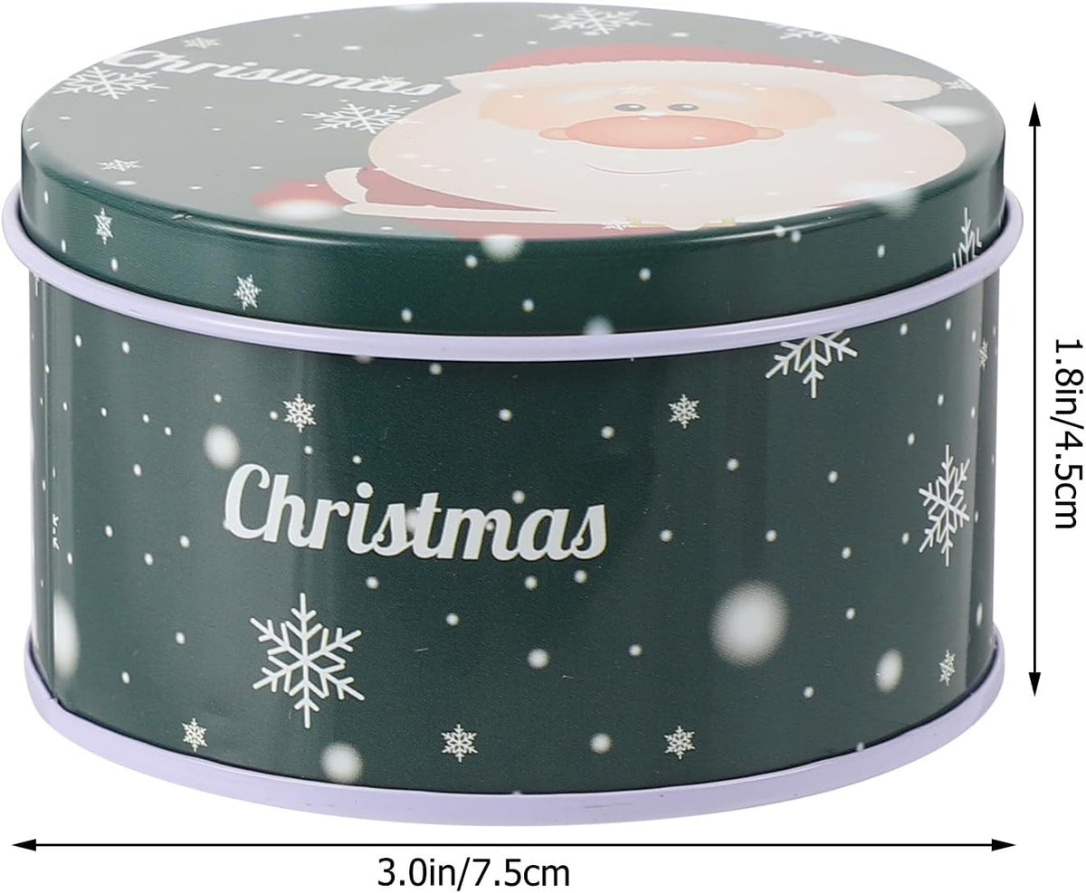 Christmas Round Metal Cookie Tins with Lids, 12 Pack