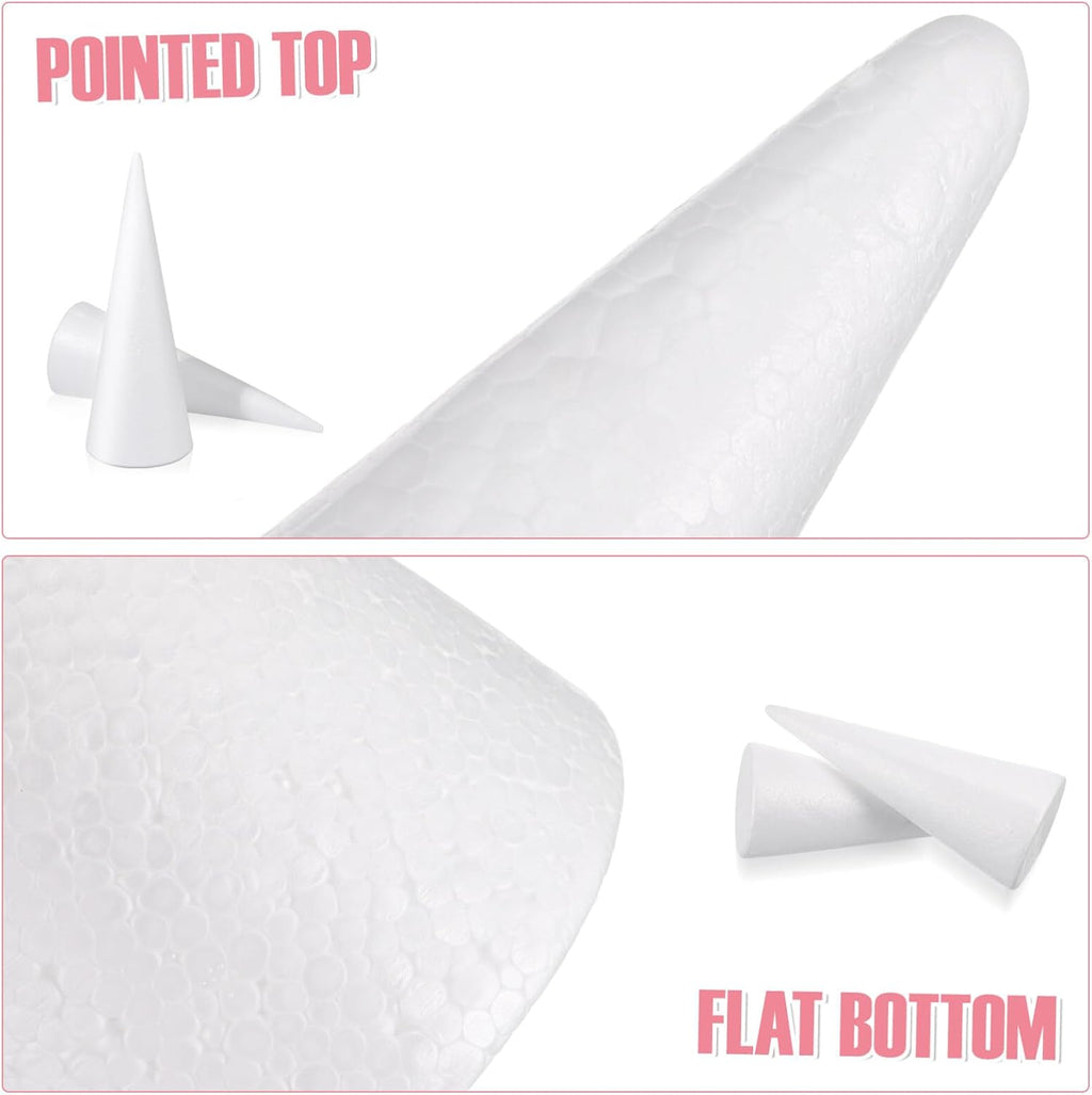 White Foam Craft Cones, 12 Inch, 2 Pack