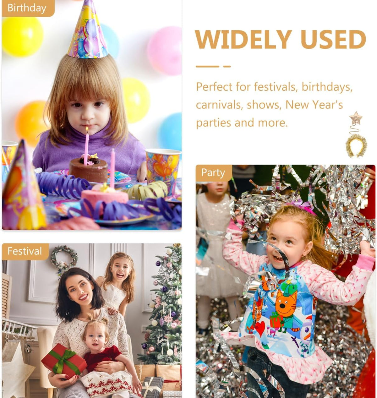 Gold Star Tinsel Costume Headband