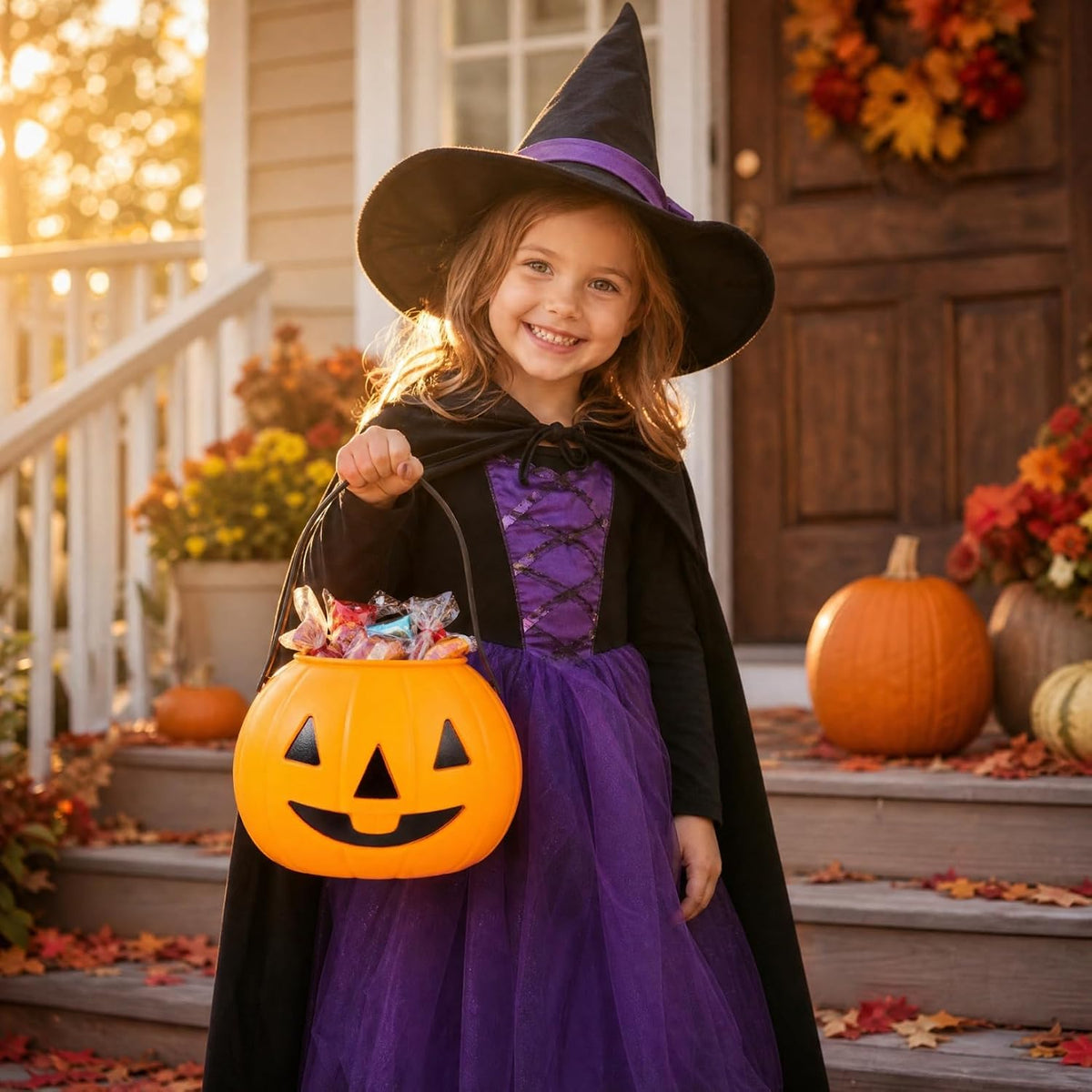 Halloween Pumpkin Plastic Candy Buckets, 2 Pack