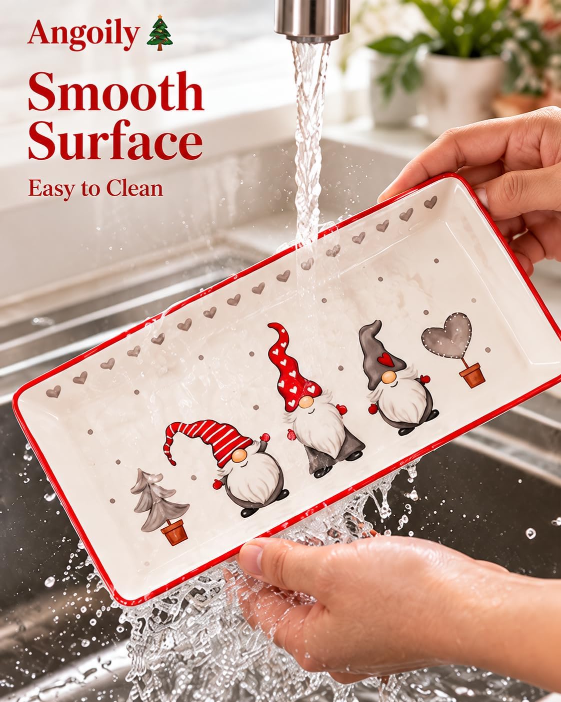Christmas Gnome Ceramic Rectangular Serving Platter