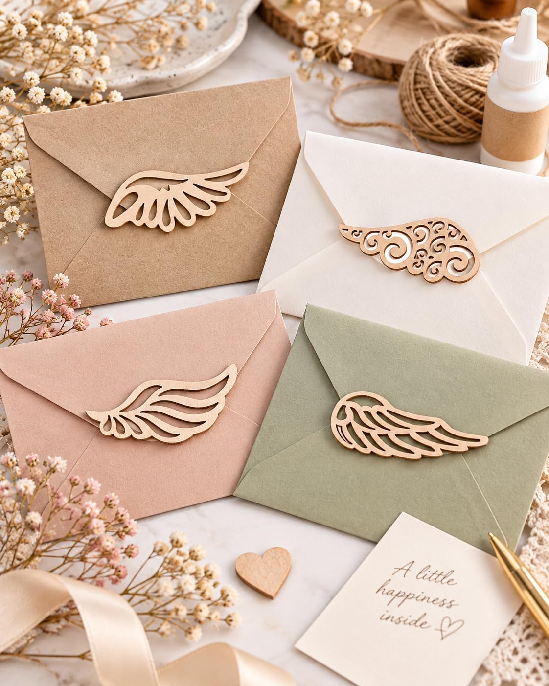 Unfinished Wood Angel Wing Cutouts, 80 Pack