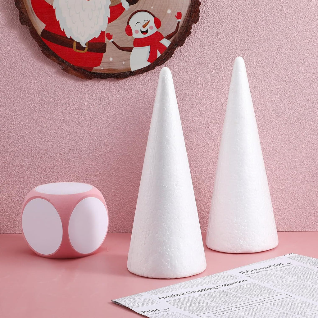 White Foam Craft Cones, 12 Inch, 2 Pack