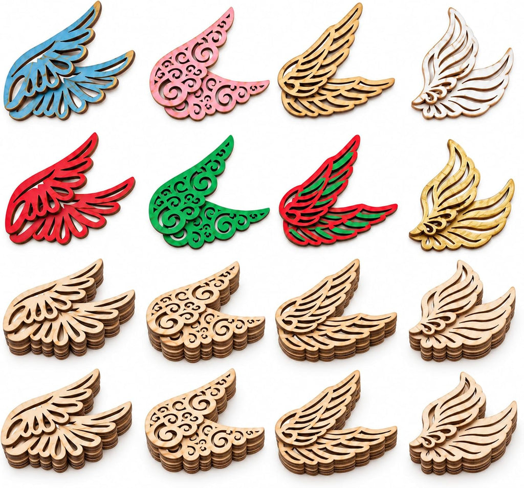 Unfinished Wood Angel Wing Cutouts, 80 Pack